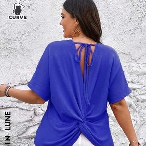 SHEIN batwing sleeve blue top